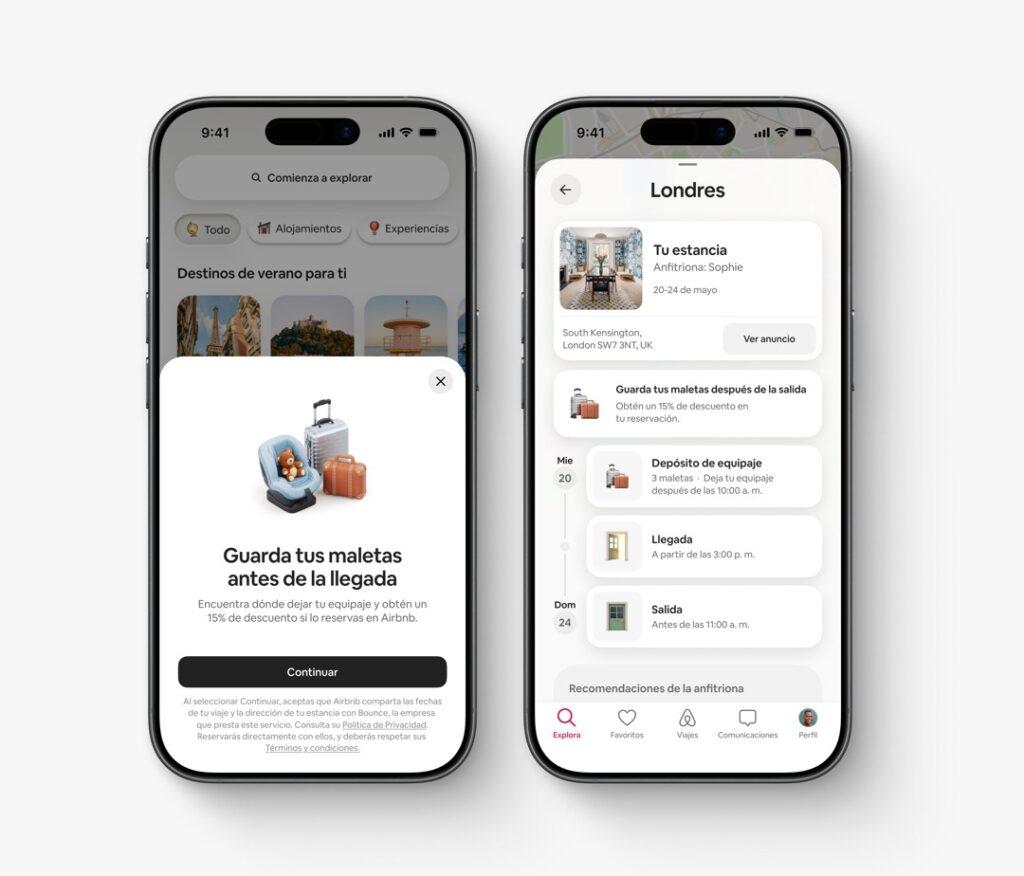 Airbnb mejora tu viaje con resguardo de equipaje y traslado al aeropuerto