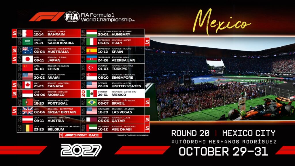 México GP 2027 ya tiene fecha en el calendario de Formula 1